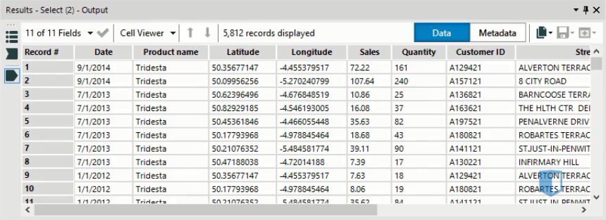 Alteryx Select CSV results